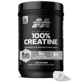 Muscletech Creatine Monohydrate Powder, Platinum Pure - Unflavored Micronized Creatine Powder for Men & Women - Workout Supplements for Performance, Muscle Recovery & Builder - (80 Servings)