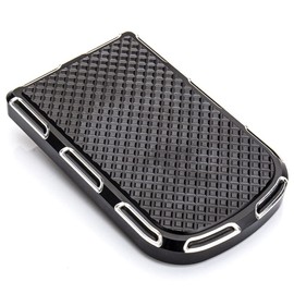 KICRY Brake Pedal Pad Cover Compatible with Harley softail Heritage Springer Fit Fat Boy Deluxe FLSTN Road King FLHR Road Glide FLTR Pads Cover(Chrome) (Carved Black)