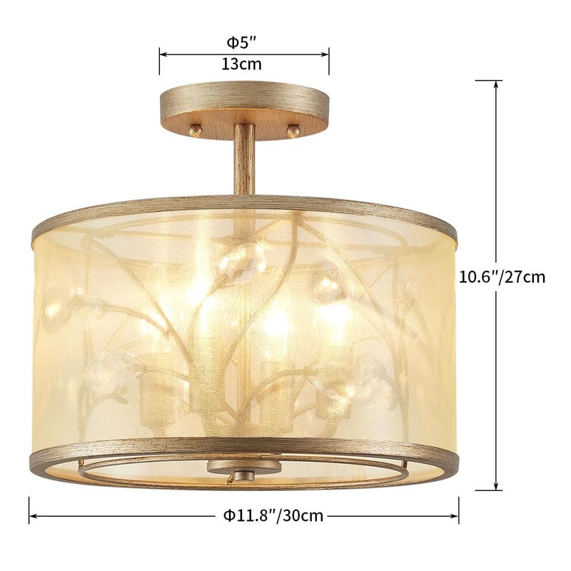 AGV LIGHTING CL022 K9 Crystal Semi Flush Mount Ceiling Light
