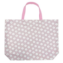 Miwaki Tote Bag with Gusset, Large Capacity, Nursery, Lightweight, Large Size, Mother's Bag, For Girls, Made in Japan, Handmade, Name Tag Included, Motif, Dull Pink, Flowers, Bag-Mom Daisy PK