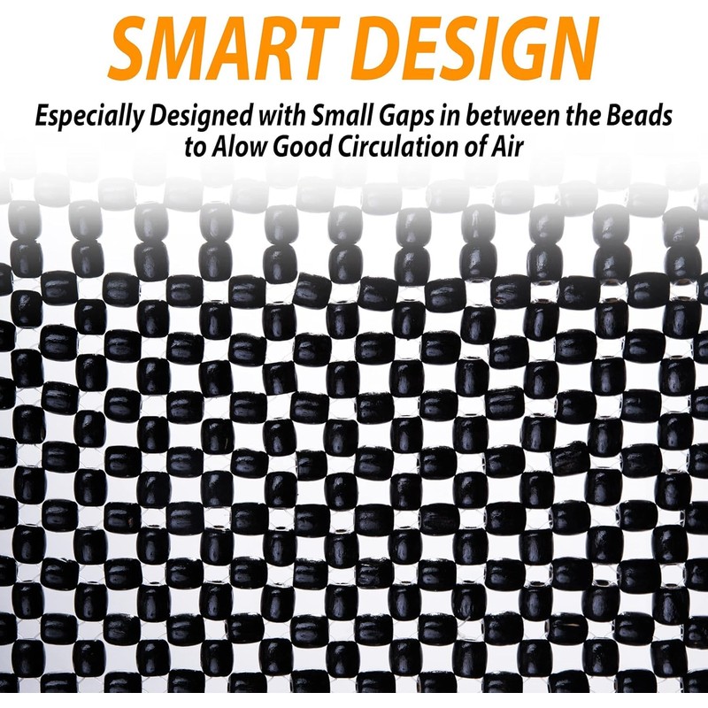 ZONETECH Black Wooden Beaded Comfort Seat Cover - Premium Quality