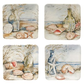 Certified International Coastal Landscape 6" Canape/Luncheon/Appetiser Plates, Assorted Designs, Multicolor, Medium, Set of 4