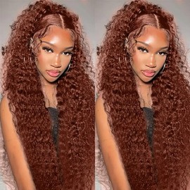 26 28 30 Inch Color 33 Human Hair Bundles Auburn Brown Bundles Brown Copper Red Kinky Curly Human Hair Bundles Grade 8A Remy 3 Bundles Reddish Brown Curly Bundles Hair Extensions