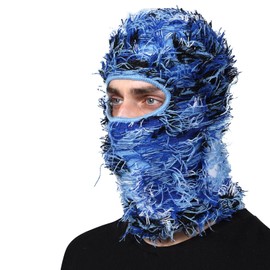 Croogo Balaclava Windproof Winter Face Mask Warmer Fleece Shiesty Mask Adjustable Winter Mask for Men Women,Blue-LY03