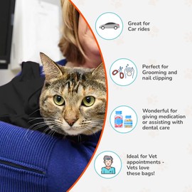 Cat-in-the-Bag Cozy Comfort Carrier - X-Small Charcoal Grey Cat Carrier Bag, Soft Cat Carrier and Cat Wrap for Nail Clipping, Vet Visits, Medication Administration, Dental Care, and Traveling