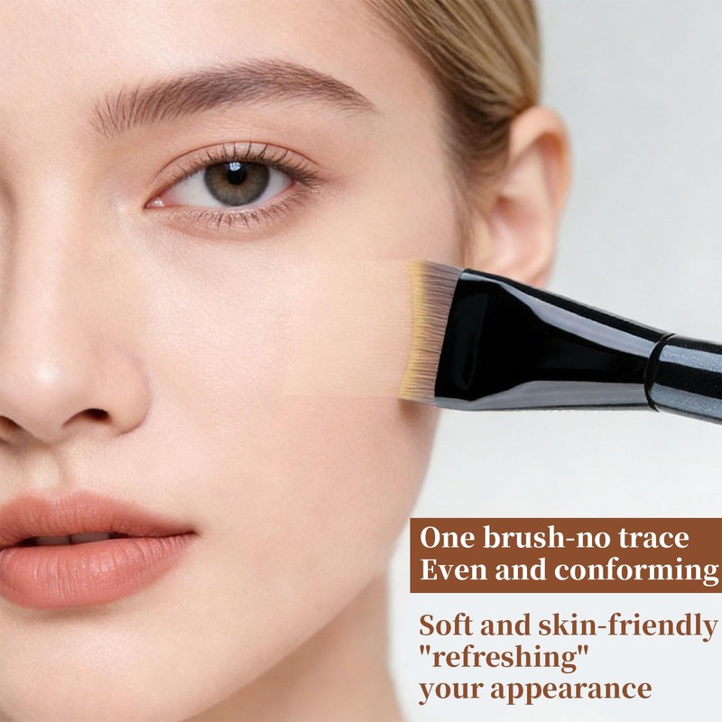 2Pcs Makeup Brush,Ultra Thin Foundation Brush Liquid Cream Flawless Powder,Flat
