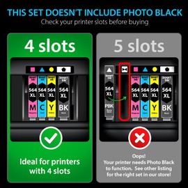 Smart Ink Compatible Ink Cartridge Replacement for HP 564 XL 564XL High Yield (4 Combo Pack) for DeskJet 3520 3522 Photosmart 7520 6520 5520 7525 5514 7510 OfficeJet 4620 Printers