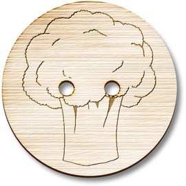8 x 23mm 'Broccoli' Round Wooden Buttons (BT00128772)