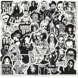 Generic 50 Pcs Horror Movie Character Decal Stickers, Black and White, Black/White, K20220724001