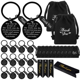 Sasylvia 108 Pcs Thank You Gifts for Employee 36 Set Employee Appreciation Keychain Christmas Appreciation Keychain Gifts (Black)