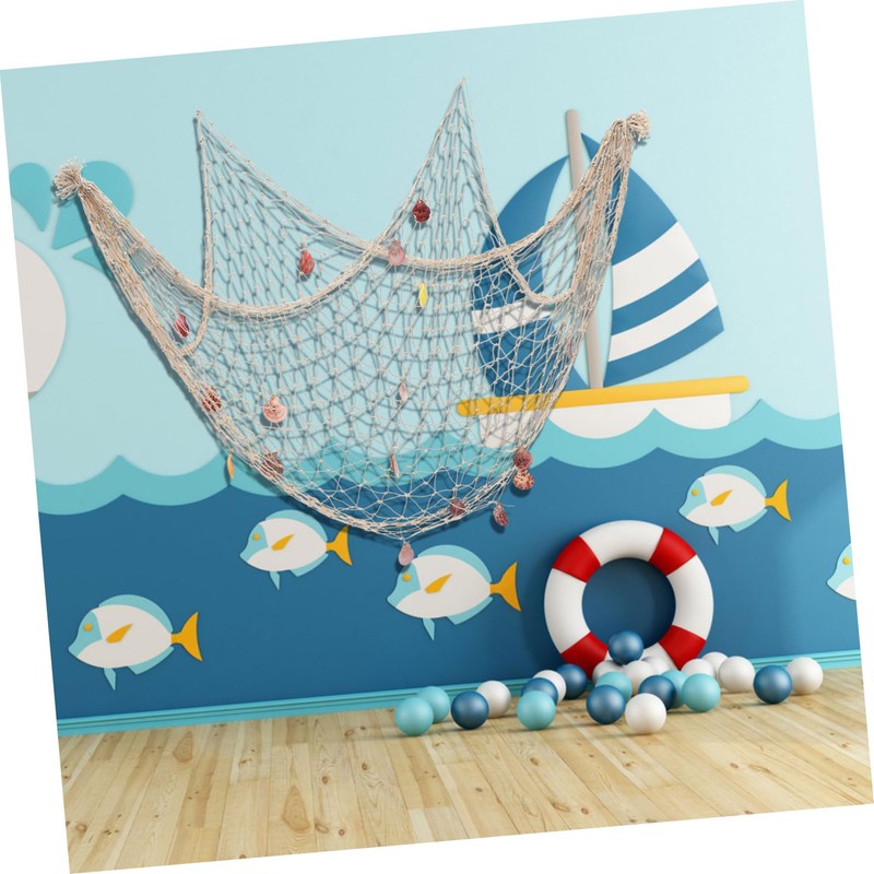 iplusmile Mediterranean Decorative Fishing Net with Shells Rustic Wall Hanging
