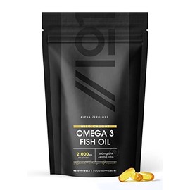 Omega 3 Fish Oil 2000mg Capsules | Wild Caught Marine | 1000mg per Softgel 660mg EPA 440mg DHA | Extra Strength Food Supplement | Halal. 90 Softgels (45 Day Supply)