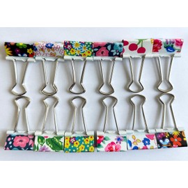 25mm Assorted Flower Design Metal Binder Foldback Clips Bulldog/Paper Clips/Binder Clips File Paper Money Receipts File Clamps, Planner Organiser Office, Store, Kitchen Multifunction (40)