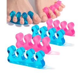 DR. JK- Toe Separators for Pedicure, 2 Pairs, Blue & Pink, Toe Separators for Women Pedicure, Toe Spreaders for Women, Gel Toe Spacers for Pedicures, Pedicure Toe Separators for Women, Toe Dividers