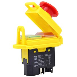 KEDU KJD17B 120V/16A 5 Pins Industrial Electromagnetic Switch Waterproof ON Off Push Button Switches Emergency Stop Button Switches for Electric Power Tools Grinder Cutting Machine Tool Equipment