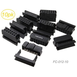 CablesOnline 10-Pack 12-Pin (2x6) Female IDC 2.54mm Pitch Connectors for Flat Ribbon Cable