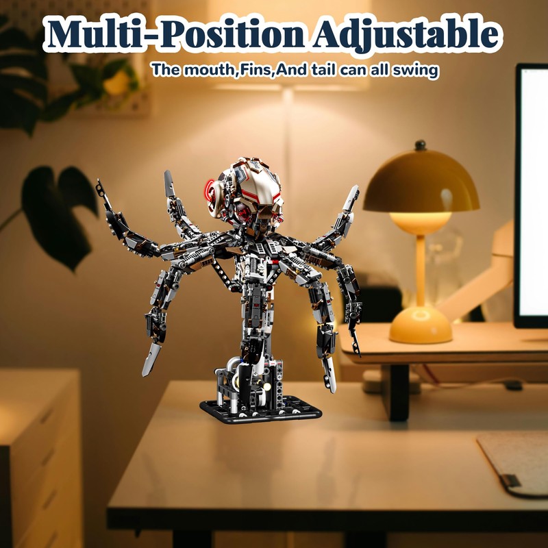 honchoes Mechanical Octopus Building Set, Sea Animal Collection with Light