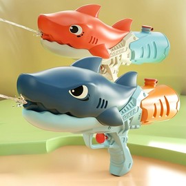 500CC Youth Shark Water Gun - Suitable for Parties and Celebrations, Summer Beach Party Supplies, Educational Toy for Fine Motor Skills Improvement, Colorful Interactive Beach Toy Suitable for Boys and Girls Hand-Held Electric Bubble Gun - Color: [Red]