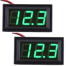 Wave 2 Pcs Voltmeter DC Voltage Panel 0.56″ LED Display DC Voltmeter Reverse Contact Protection Measuring Range DC4.5-30V (Green)