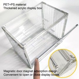 3 Tiers Display Case with 2 Movable Plates, Display Storage Box with Magnetic Door, Stackable Showcase for Action Figures