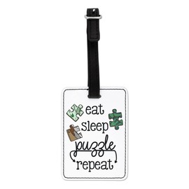 Gift Base Eat Sleep Puzzle Repeat Visual Luggage Tag with Black Strap
