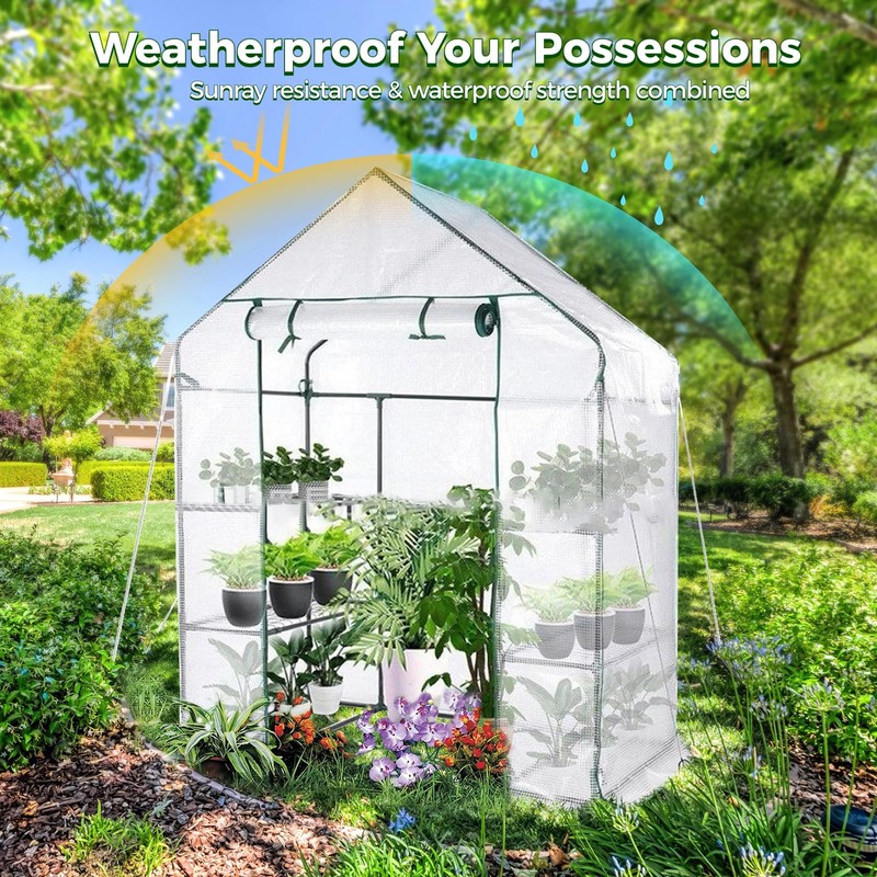 yeesport 56x56x76Inch PE Cover for Walk-in Greenhouse with Roll-Up Zip