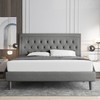 Allewie Queen Size Upholstered Platform Bed Frame with Adjustable Headboard,