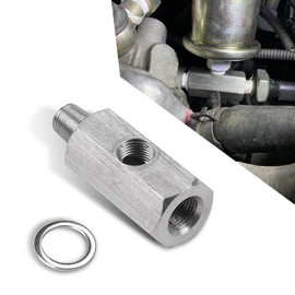 MLY 1 PC 1/8 NPT Tee Oil Pressure Sensor Adapter, Durable Fitting Pressure Switch Oil Gauge Turbo Supply Feed Line Connector, Universal for Cars Trucks (Silver)