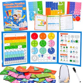 Meetory Magnetic Fraction Playbook - Magnetic Fraction Demonstration Book, Montessori Math Manipulatives Kit, Homeschool Classroom Fraction Puzzles and Games