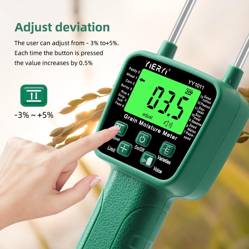 Portable Hay Moisture Meter, LCD Digital Tool Moisture Meter, Wheat