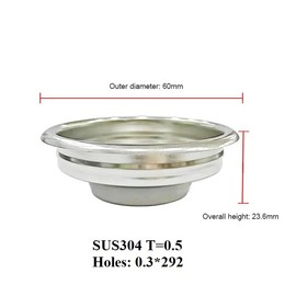 58 mm Coffee Filter Basket Strainer, 1 Cup Pressureless Filter Basket for E61 Portafilter 58 mm