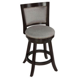 Cortesi Home Ferne Solid Wood Swivel Counter Stool, 24" Gray Fabric