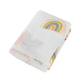 KAKU NANU Baby Swaddling Cloth Baby Blanket Muslin Burp Cloths 100% Cotton 110 x 120 cm Thin Breathable Muslin Nappies Baby Wrap for Newborn Boys and Girls Rainbow