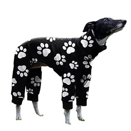 Cnkwei Dog Pajamas Medium Large Dog Paw Printed Greyhound Pajamas Jumpsuit Bodysuit Black White