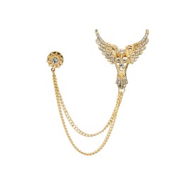 Knighthood Golden Stone Victory Bird with Hanging Chain Brooch Golden