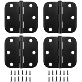 Zydiwo 6 Pack 3 Inch Door Hinges for Doors 3 Inch Rounded 5/8” Radius Corners Black Hinges Interior and Exterior Hinges for Bedroom Kitchen Door (6 Pack, 3 inch)