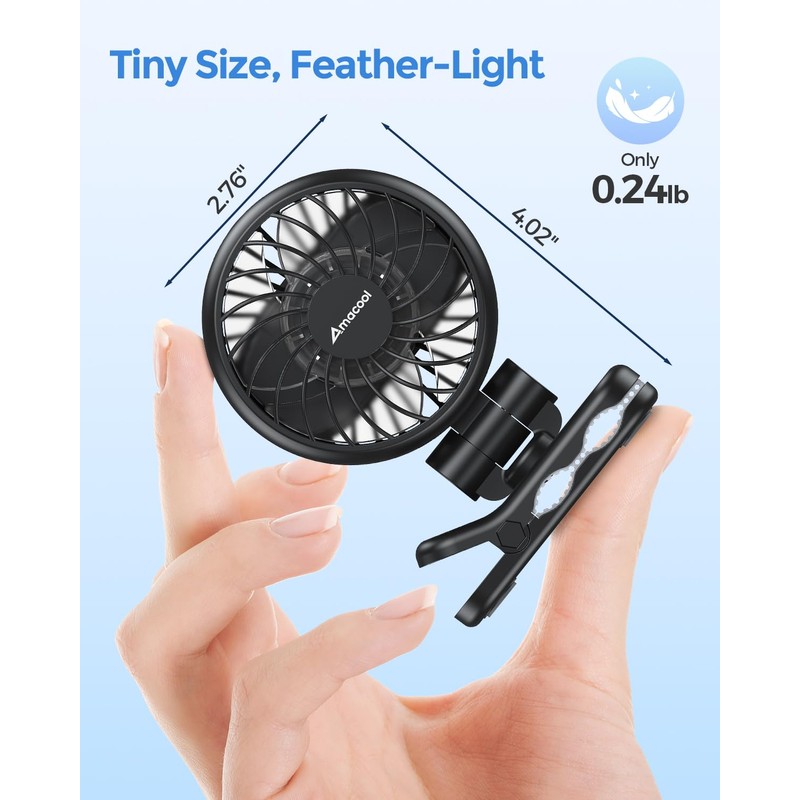 AMACOOL Mini Baby Fan with Clip for Carrier/Baby Car Seat/Bassinet,