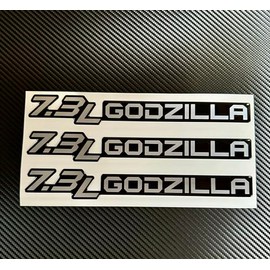 Generic Set of (3) Gel-Coated 7.3L Badge Name Plate Logo (Compatible with Ford Super Duty) Silver on Black, 73GODSILBLA-3
