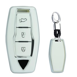 TECART TPU Car Key Fob Case Key Cover Protective fit for Mitsubishi Outlander 2021 2022 2023 Smart Intelligent 3 Buttons Car Key Shell Keyring Accessories Key Fob Holder Keychain Key Box Whtie B