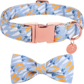 UP URARA PUP Easter Dog Collar with Bow Tie, Cotton Easter Bowtie Collar for Small Girl Boy Dog, Cute Carrot Pet Collar with Metal Buckle, Easter Gift Dog Collar, Blue, S