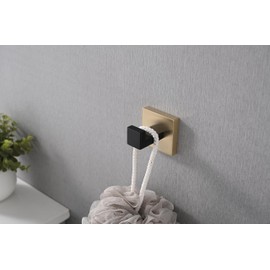 6 Pack Wall-Mounted Stainless Steel Towel Hooks, Gold+Matte Black, Bathroom Hooks for Kitchen, Bedroom, Entryway