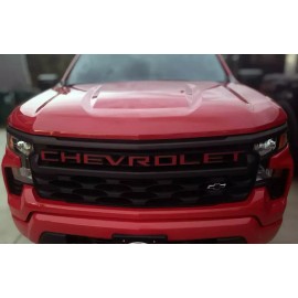Advanced Trims VINYL: Overlay Grill Letters 2022 2023 2024 Silverado Gloss Red