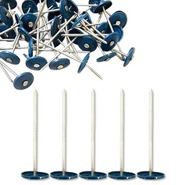 50 Pack - 3 Inch - Round Plastic Cap Nail Roofing Nails Galvanized Tar Paper Nails for House Wrap Fastening Foam Board Roofing Felt Insulation Film (50)