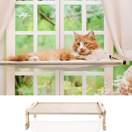 Foldable Cat Window Perch for Cats Inside – 1 Plush & 1 Textile Window Cats Bed – Cat Hammock for Windowsill, Shelf, Wall – Pet Hammock Sill Extender – 4 Heavy Duty Suction Cups, Sturdy Frame, Screws