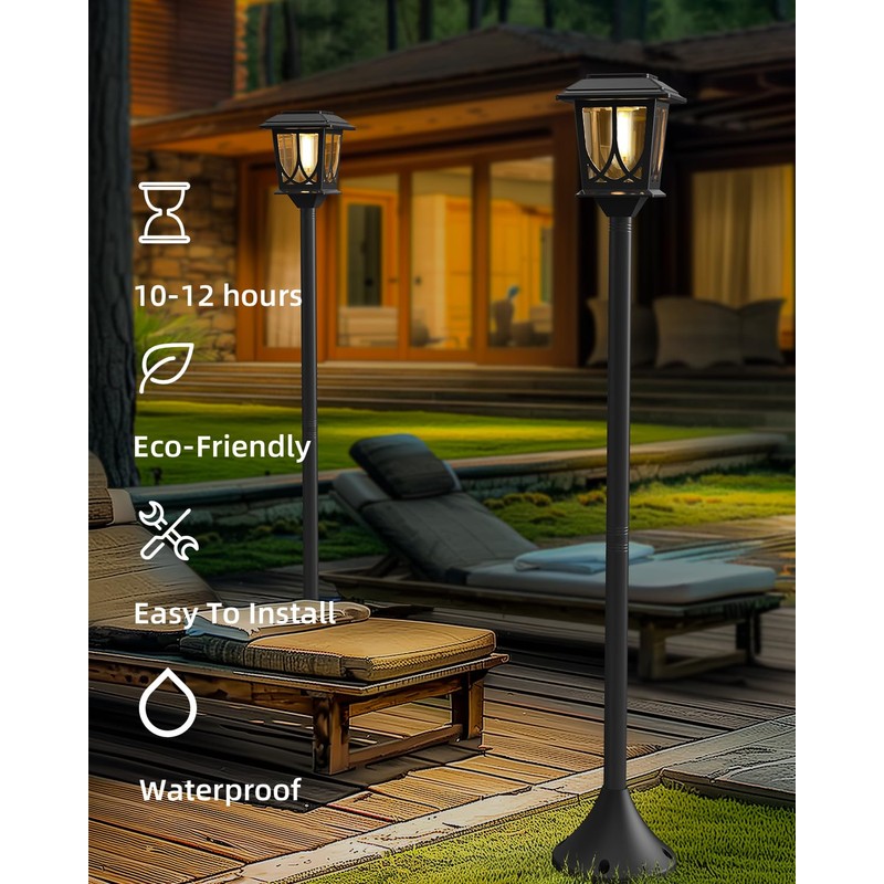 ILANCK 2 Pack Solar Lamp Post Light, 40" H Outdoor