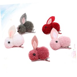 minkissy 5pcs Easter Plush Rabbit Hair Clip No Crease Small Hair Clips for Volume Barrettes Pins Accessories Party Headwear Random Color