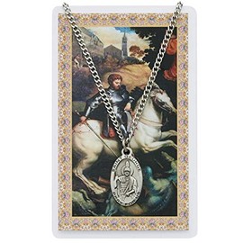St George Prayer Card With Medal Charm Patron Saint Catholic Christian Pendant