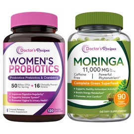 Doctor's Recipes Doctor's Recipes Moringa 11,000 mg Strength 90 Caps and Women's Probiotic Bundle 120 Caps