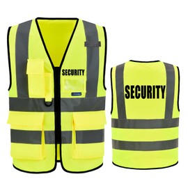 AYKRM Safety Vest Yellow Orange Black Folder Security Fire Protection Aid, yellow