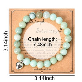 Natural Healing Stone Bracelet for Women Inspirational Encouragement Bracelets for Teen Girls Round Stone Bead Bracelet Jasper Gemstones Birthday Bracelet for Her Friend Mom and Daughter Gift Ideas